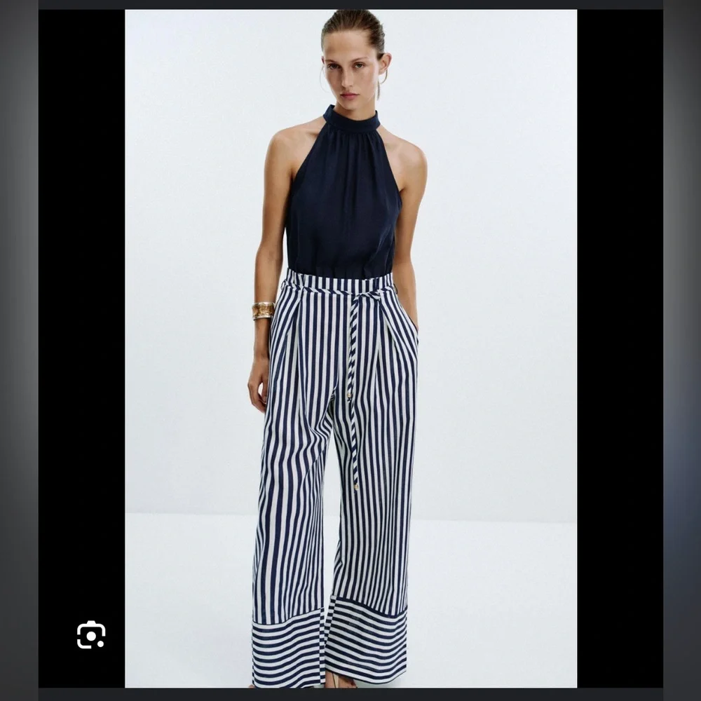 ZARA LINEN BLEND LONG JUMPSUIT